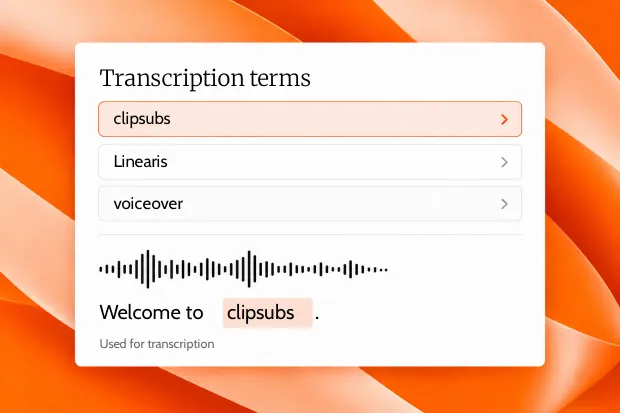 Transcription terms list, with a term recognised in a transcribed line